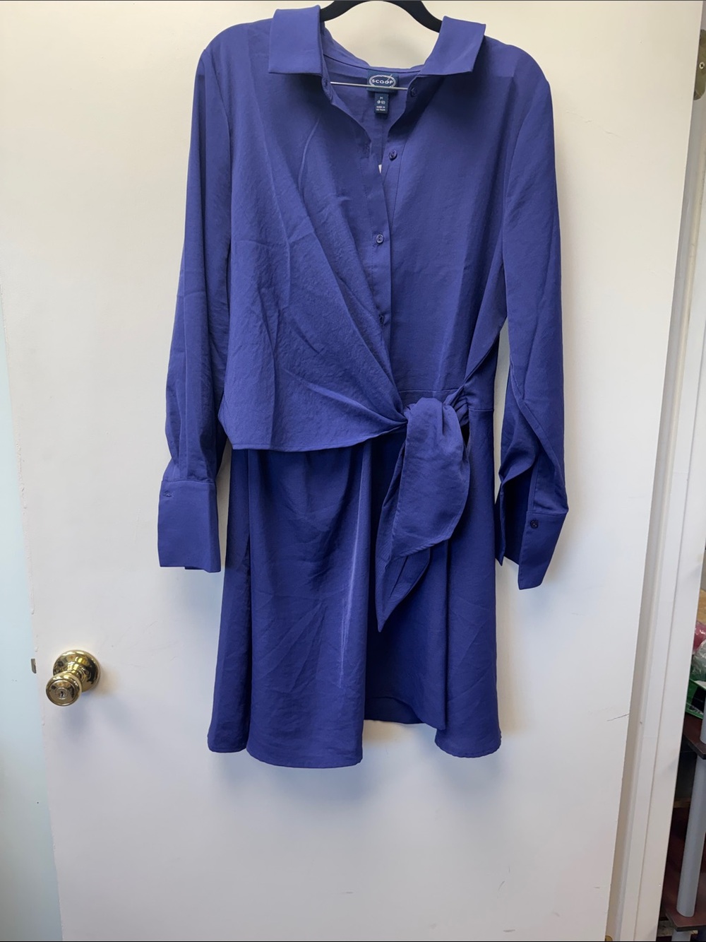 Vince‎ Tie-Waist Long-Sleeve Dress in Royal Blue